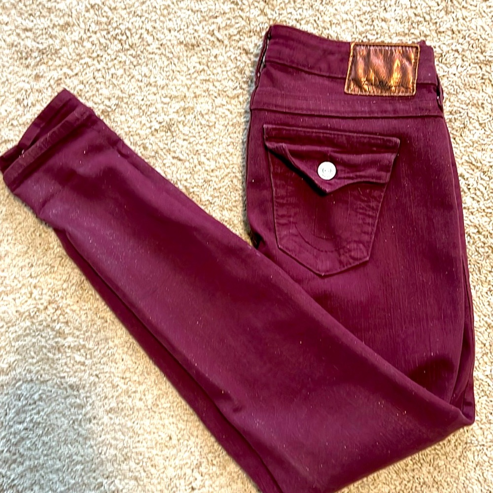 True Religion Maroon Jeans Size 28